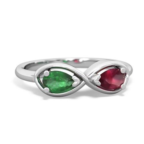Emerald Genuine Emerald with Genuine Ruby Infinity ring Ring