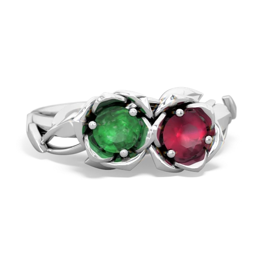 emerald-ruby roses ring