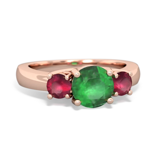 Emerald Genuine Emerald with Genuine Ruby and Genuine Smoky Quartz Three Stone Trellis ring Ring
