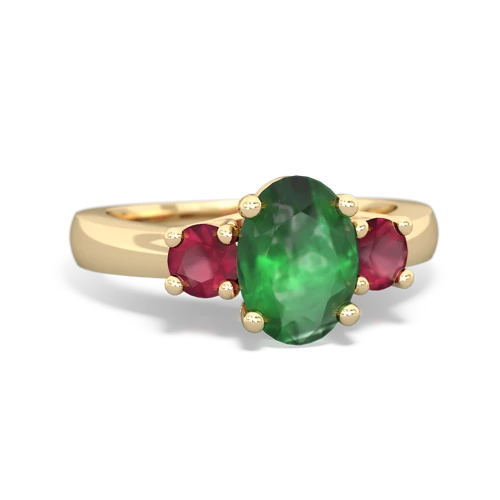 Emerald Genuine Emerald with Genuine Ruby Three Stone Trellis ring Ring