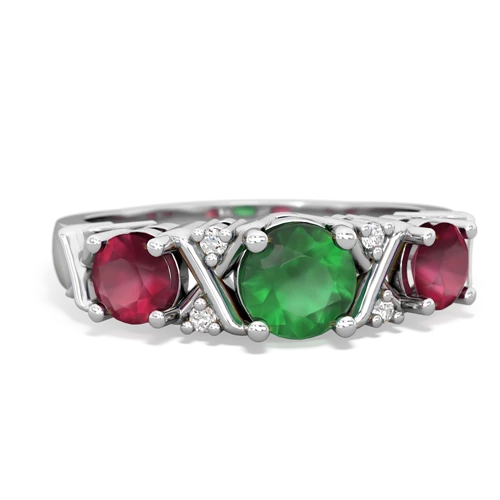 Emerald Genuine Emerald with Genuine Ruby and  Hugs and Kisses ring Ring