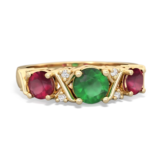 Emerald Genuine Emerald with Genuine Ruby and Genuine Pink Tourmaline Hugs and Kisses ring Ring