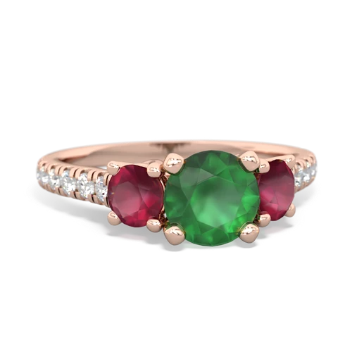 Emerald Genuine Emerald with Genuine Ruby and Genuine White Topaz Pave Trellis ring Ring