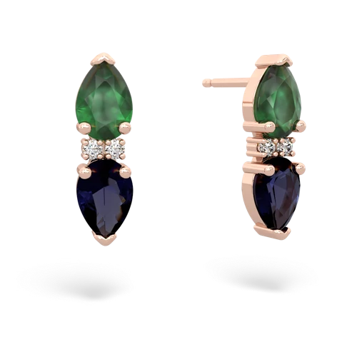 emerald-sapphire bowtie earrings