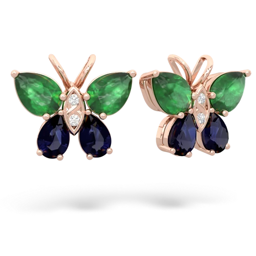 emerald-sapphire butterfly earrings