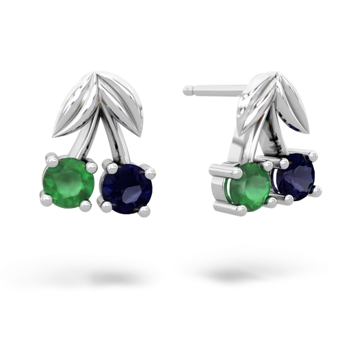 emerald-sapphire cherries earrings