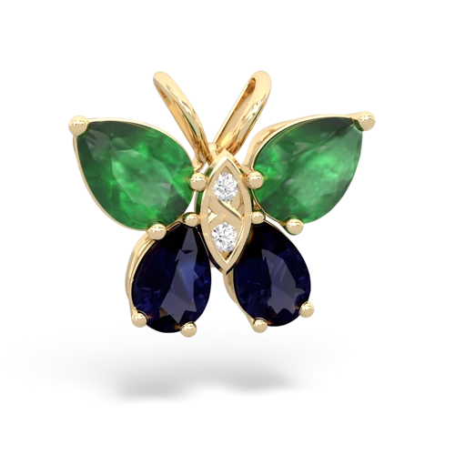 emerald-sapphire butterfly pendant