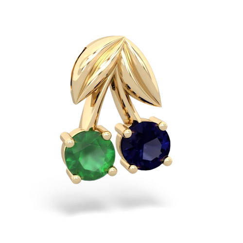 emerald-sapphire cherries pendant