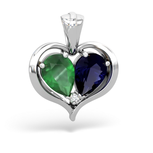 Emerald Genuine Emerald with Genuine Sapphire Two Become One pendant Pendant