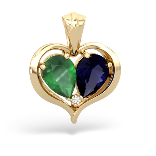 emerald-sapphire half heart whole pendant