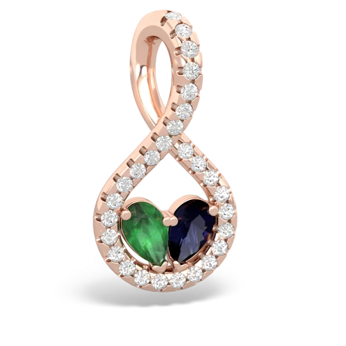 Emerald Genuine Emerald with Genuine Sapphire PavÃ© Twist pendant Pendant