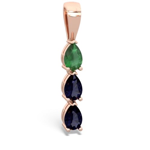 Emerald Genuine Emerald with Genuine Sapphire and  Three Stone pendant Pendant