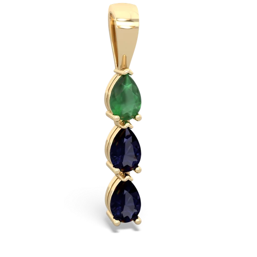 Emerald Genuine Emerald with Genuine Sapphire and Genuine London Blue Topaz Three Stone pendant Pendant