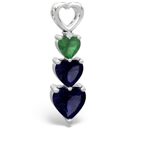 Emerald Genuine Emerald with Genuine Sapphire and Lab Created Pink Sapphire Past Present Future pendant Pendant