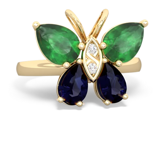 emerald-sapphire butterfly ring