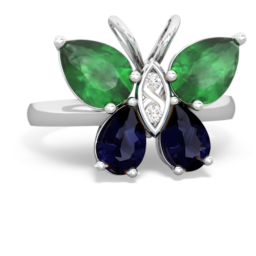 emerald-sapphire butterfly ring