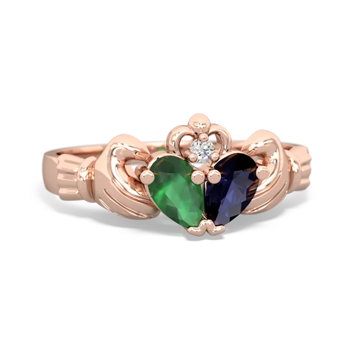Emerald Genuine Emerald with Genuine Sapphire Claddagh ring Ring