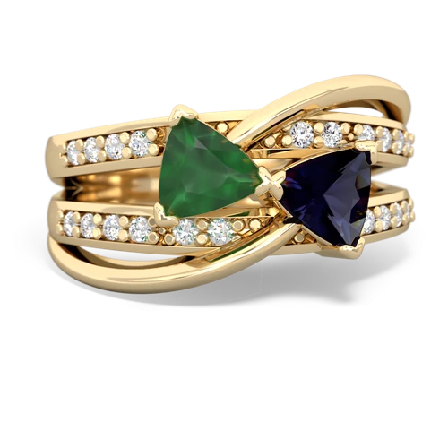 Emerald Genuine Emerald with Genuine Sapphire Bowtie ring Ring