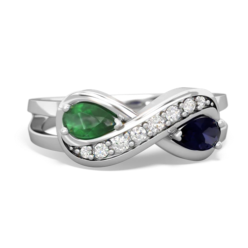 Emerald Genuine Emerald with Genuine Sapphire Diamond Infinity ring Ring