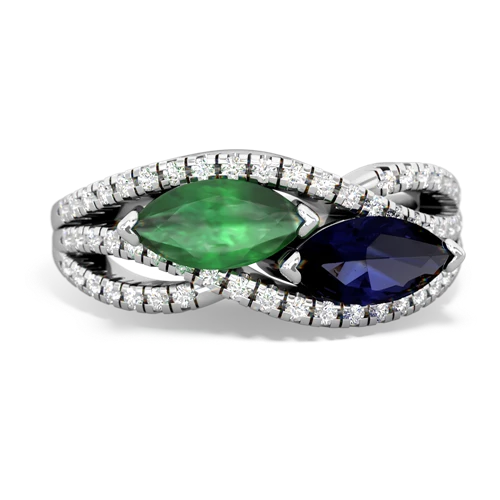 Emerald Genuine Emerald with Genuine Sapphire Diamond Rivers ring Ring
