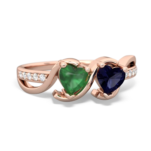 Emerald Genuine Emerald with Genuine Sapphire Side by Side ring Ring