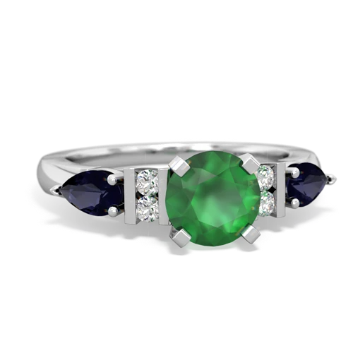 Emerald Genuine Emerald with Genuine Sapphire and Genuine Sapphire Engagement ring Ring