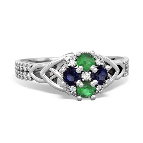 Emerald Genuine Emerald with Genuine Sapphire Celtic Knot Engagement ring Ring