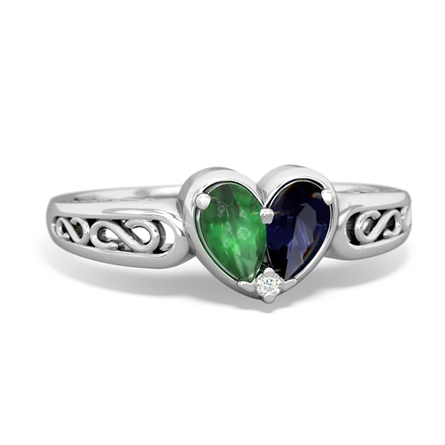 emerald-sapphire filligree ring