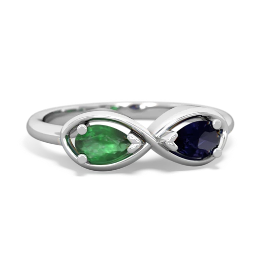Emerald Genuine Emerald with Genuine Sapphire Infinity ring Ring