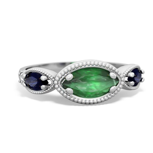 emerald-sapphire milgrain marquise ring