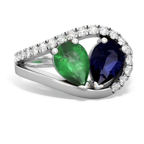 emerald-sapphire pave heart ring