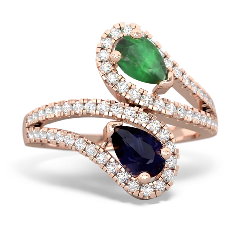 emerald-sapphire pave swirls ring