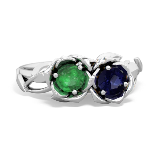 emerald-sapphire roses ring