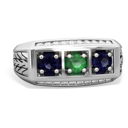 emerald-sapphire three stone ring