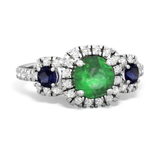 Emerald Genuine Emerald with Genuine Sapphire and  Regal Halo ring Ring
