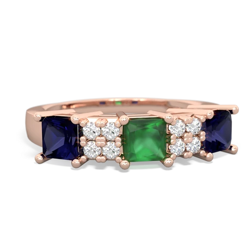Emerald Genuine Emerald with Genuine Sapphire and  Three Stone ring Ring