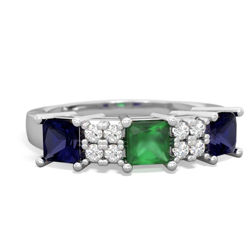 Emerald Genuine Emerald with Genuine Sapphire and Lab Created Emerald Three Stone ring Ring