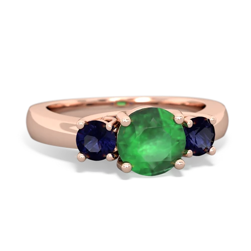 Emerald Genuine Emerald with Genuine Sapphire and Genuine Garnet Three Stone Trellis ring Ring