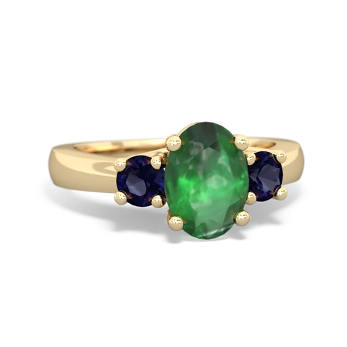 Emerald Genuine Emerald with Genuine Sapphire Three Stone Trellis ring Ring