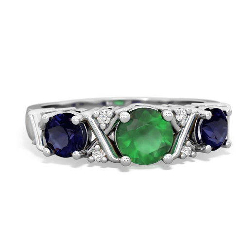Emerald Genuine Emerald with Genuine Sapphire and  Hugs and Kisses ring Ring