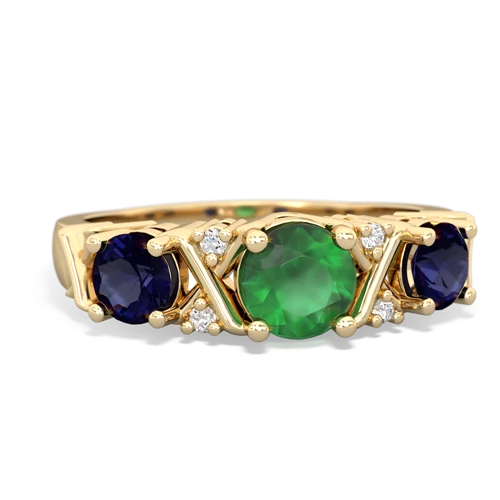 Emerald Genuine Emerald with Genuine Sapphire and Genuine Sapphire Hugs and Kisses ring Ring