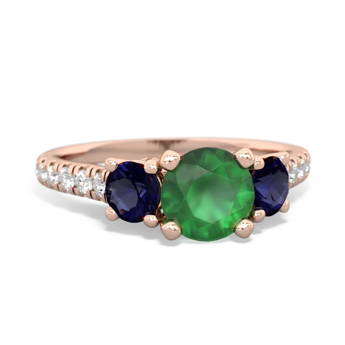Emerald Genuine Emerald with Genuine Sapphire and Genuine Sapphire Pave Trellis ring Ring