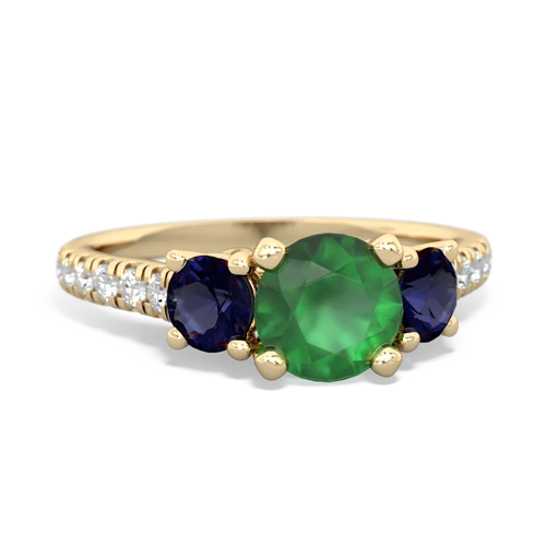 Emerald Genuine Emerald with Genuine Sapphire and  Pave Trellis ring Ring