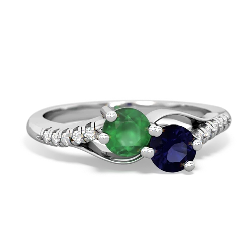 emerald-sapphire two stone infinity ring