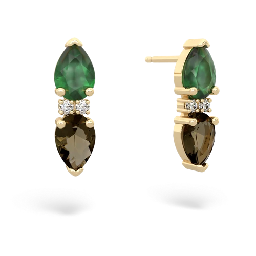 emerald-smoky quartz bowtie earrings