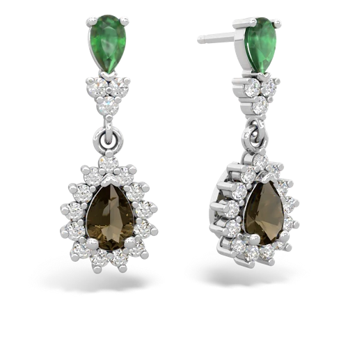 emerald-smoky quartz dangle earrings