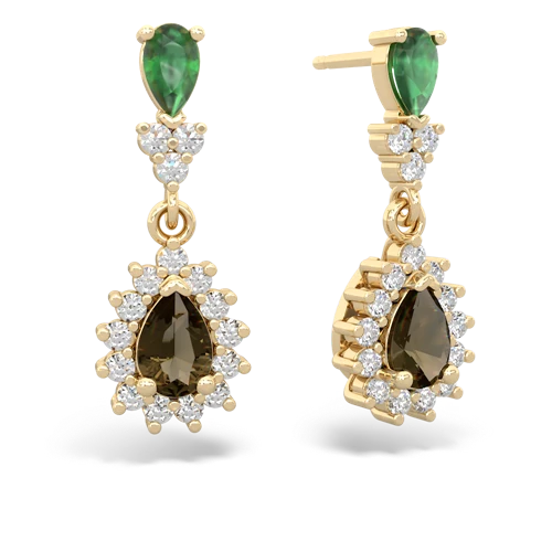 emerald-smoky quartz dangle earrings