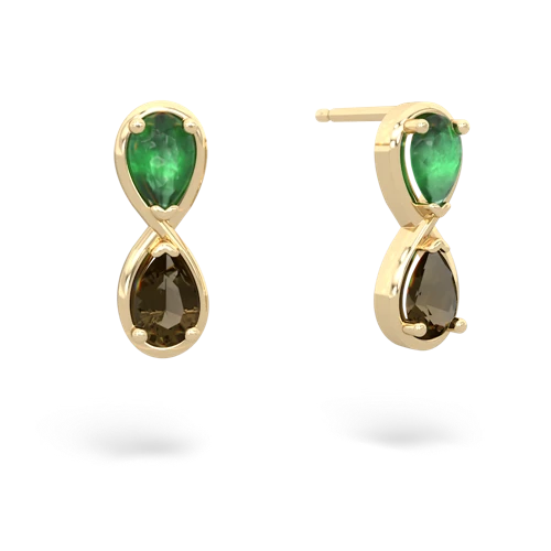 emerald-smoky quartz infinity earrings