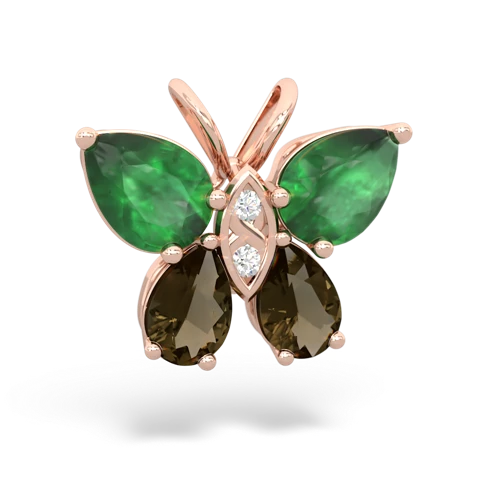 emerald-smoky quartz butterfly pendant
