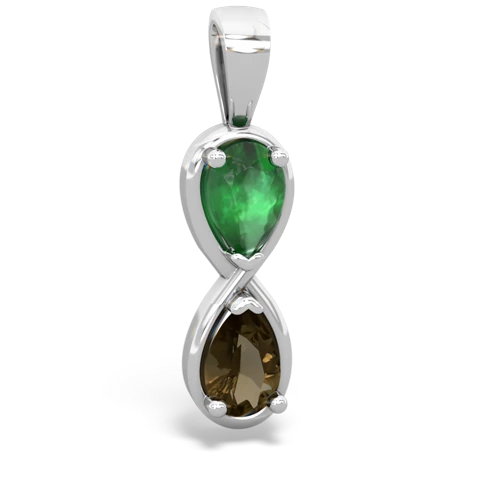 Emerald Genuine Emerald with Genuine Smoky Quartz Infinity pendant Pendant